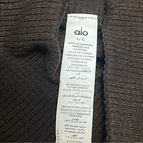 ALO Waffle Weekend Escape Mock Neck Long Sleeve Size Large Espresso Brown - Picture 7 of 12